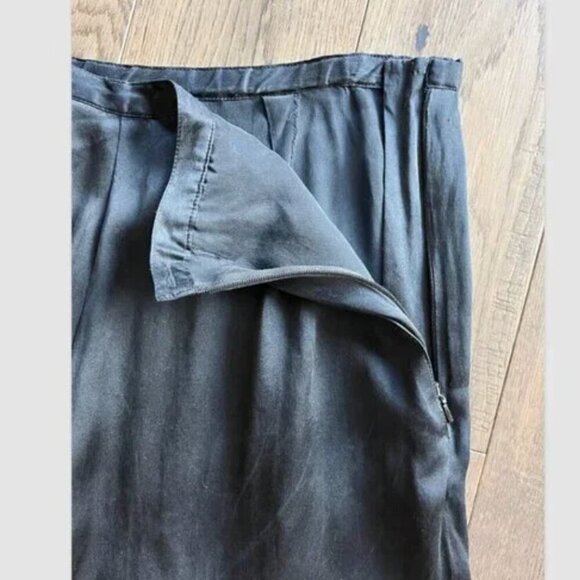 Merona 100% Silk Wide Leg Pants Size 10 Black Luxe Lounge Trousers Side Zip - Picture 3 of 7